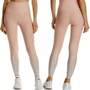 NWOT Beyond Yoga Alloy Ombré Shine On Leggings Medium Brazen Blush Pink Metallic